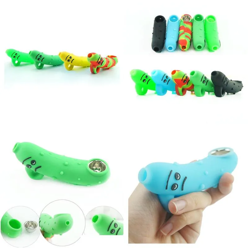 food grade silicone pipe banana cute smoking accessories with glass bowl