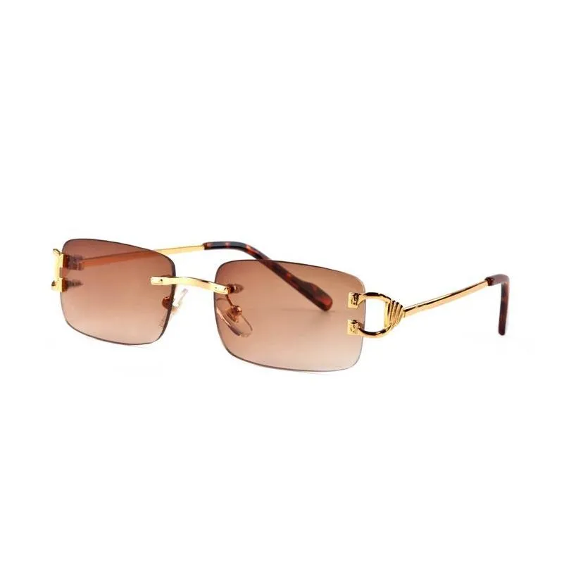 red fashion sport sunglasses for men unisex  horn glasses mens women rimless sun eyeglasses silver gold metal frame eyewear