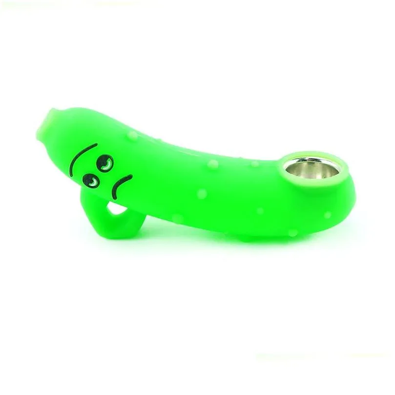 food grade silicone pipe banana cute smoking accessories with glass bowl