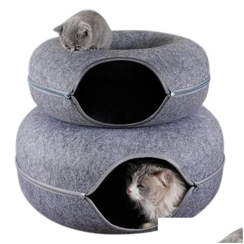 Felt Cat Play Tunnel, Grey