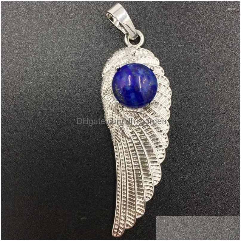 pendant necklaces lapis lazuli tiger eye opal crystal goldstone blue sand howlite aventurine angel wing bead pwb815