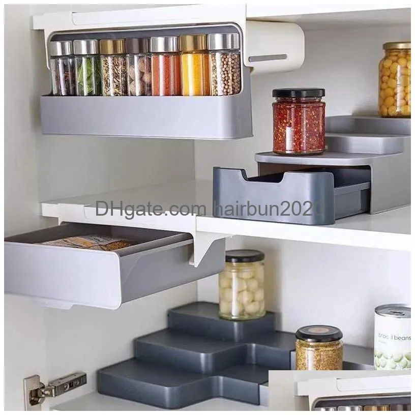 kitchen spice rack wallmounted spice organizer under desk drawer seasoning bottle storage holder selfadhesive kitcen supplies