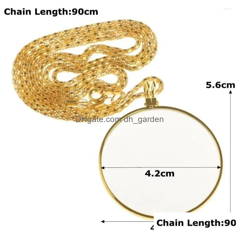 chains pendant jewelry necklace chain magnifying glass loupe 5x reading lens