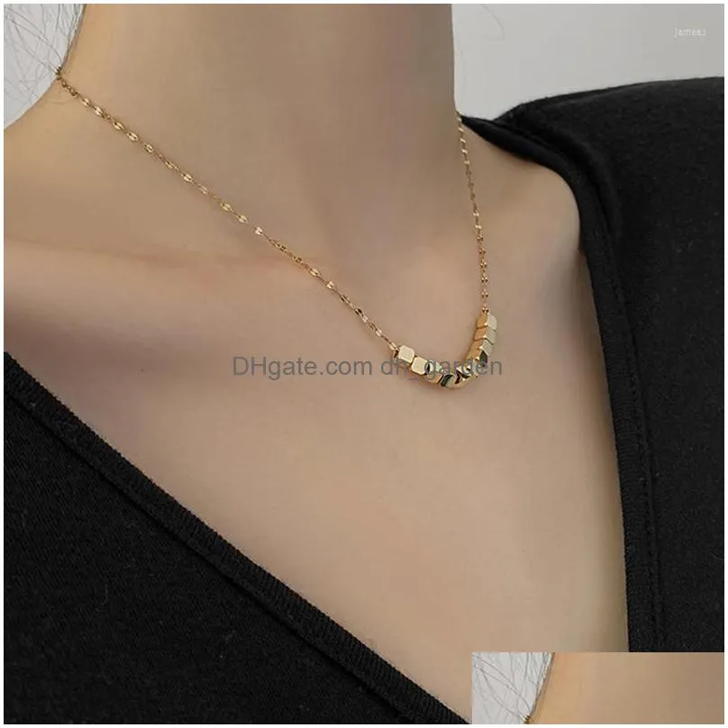 chains titanium steel nonfading small square fashion necklace collarbone chain niche design pendant