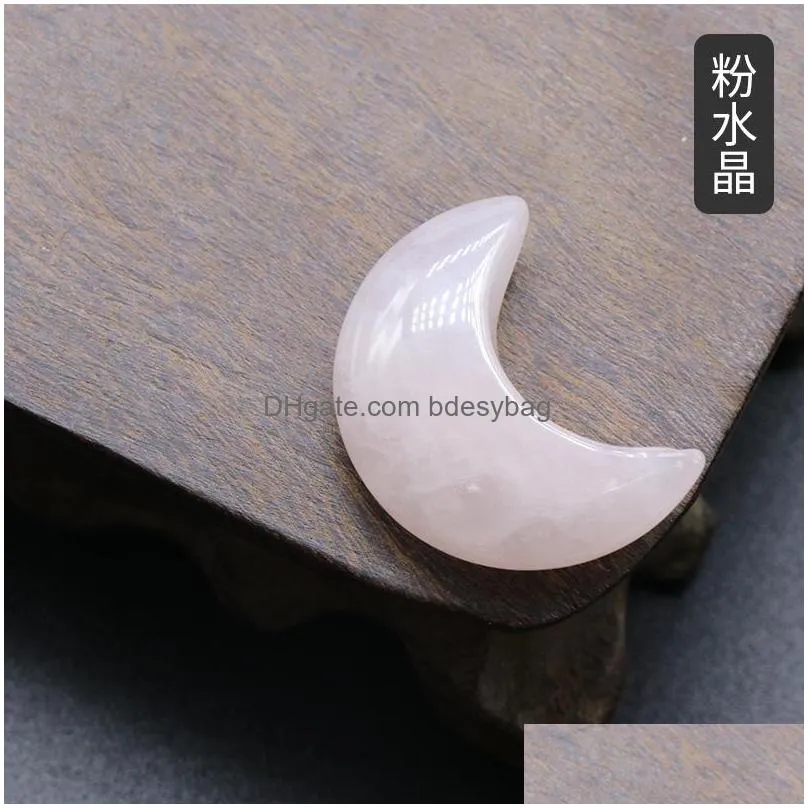 30mm crescent moon statue natural crystal stone colorfull mascot meditation healing reiki gemstone gift collection and home decor