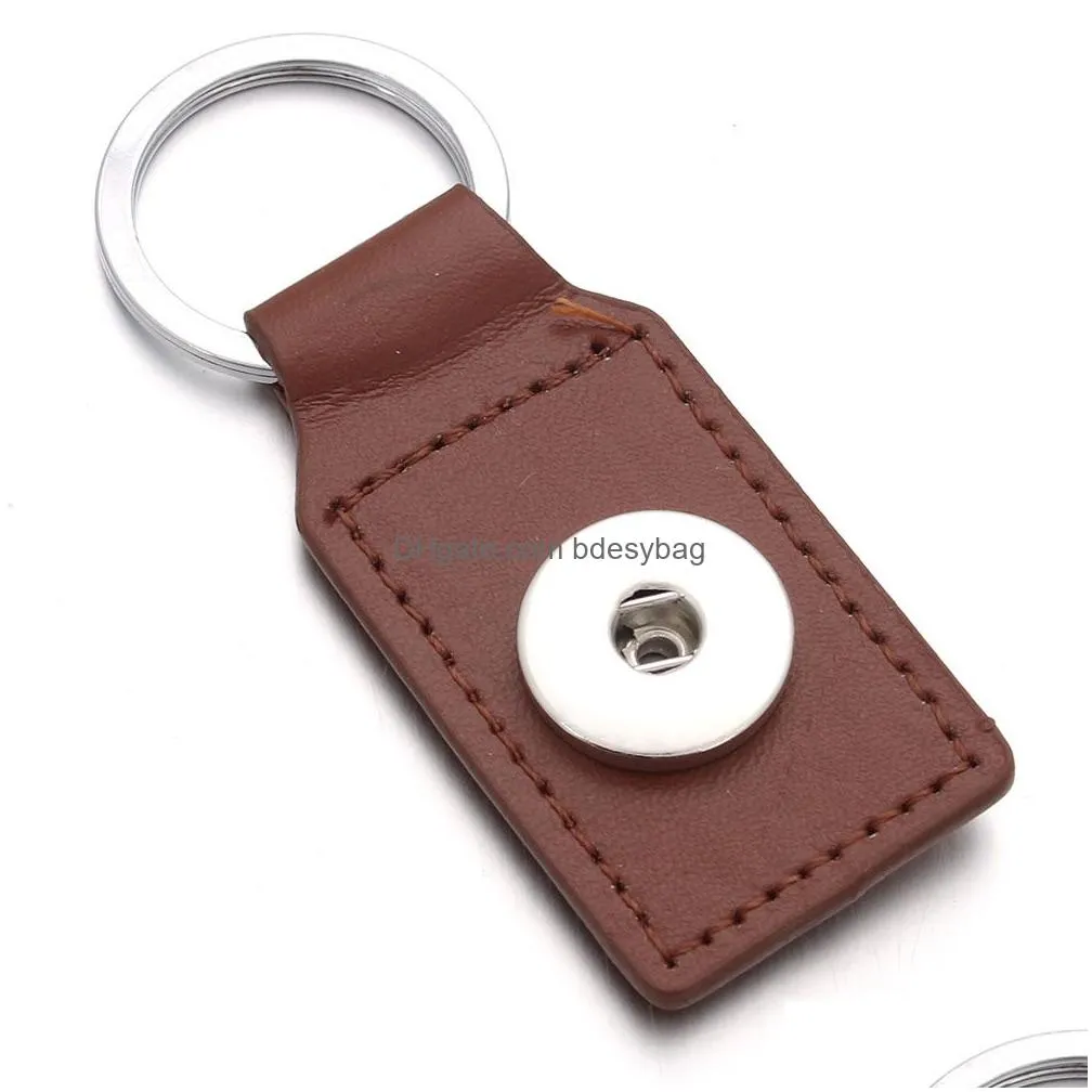 noosa pu leather 18mm snap button key rings keychain fit diy ginger snaps keyrings jewelry