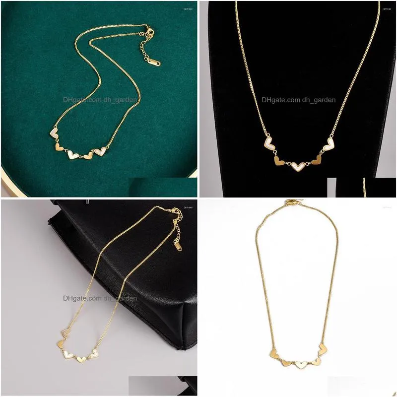 chains love hearts necklace for women girls gold color titanium steel charm thick clavicle chain jewelry gift gn804