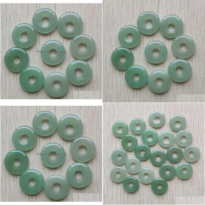 round ssorted 18mm circle donut green aventurine natural stone charms crystal pendants for necklace accessories jewelry making