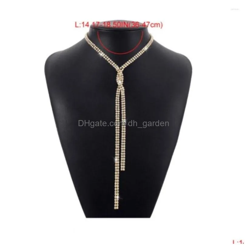 chains y long crystal double layers harness necklaces chain women necklace body jewelry rhinestone tassel