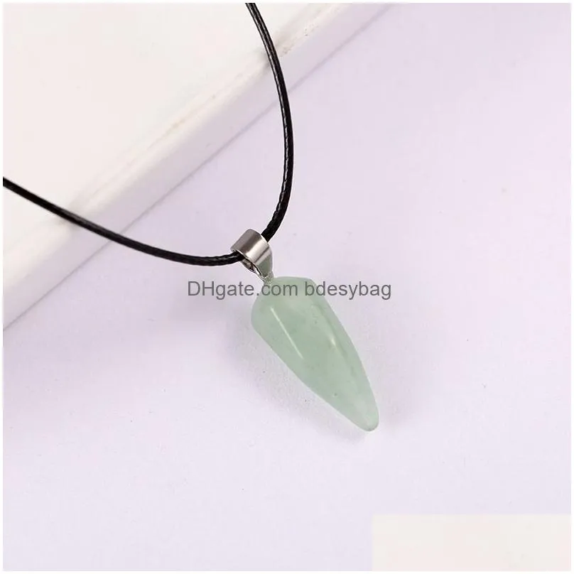 natural stone cusp hexagon prism pendant crystal necklace healing reiki hangings quartz craft wholesale