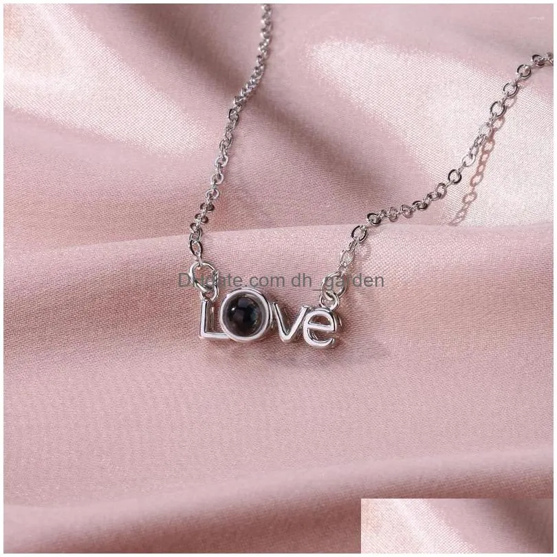 pendant necklaces love projection necklace with wool gift box 100 languages i you for women gifts 2023 in trendy romantic jewelry