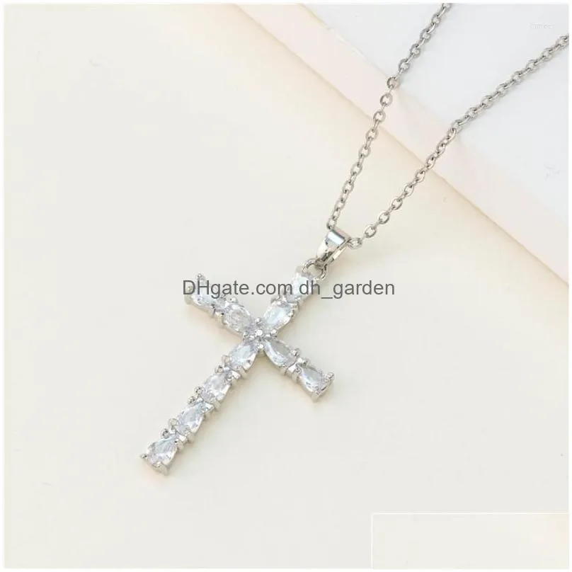 pendant necklaces design zircon cross necklace stainless steel high grade geometric choker jewelry party gifts for women girls