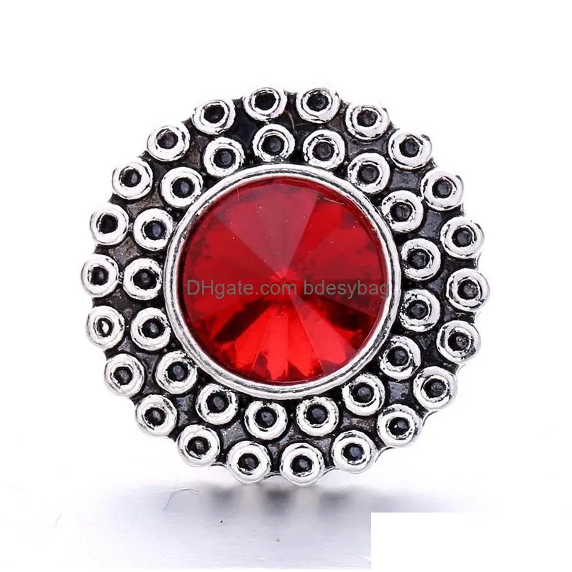 colorful crystal silver color snap button charms flower women jewelry findings pet loved rhinestone 18mm metal snaps buttons diy bracelet
