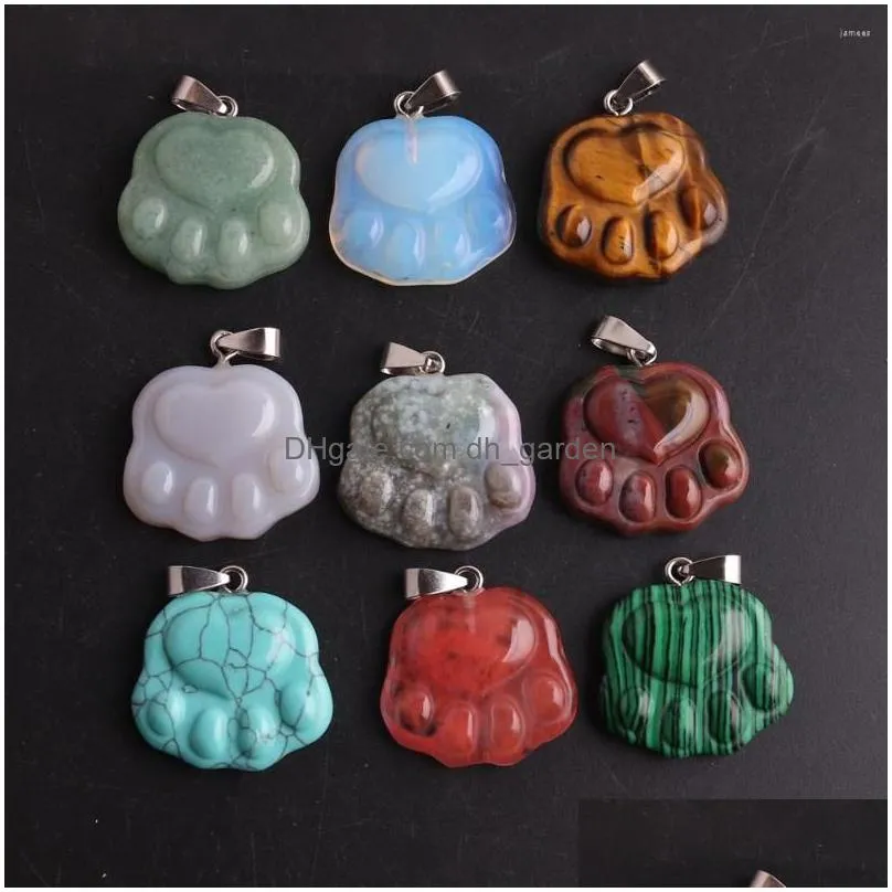 pendant necklaces 12pcs/lot cute carved cats natural gem stone pendants for jewelry accessories bulk wholesale items business