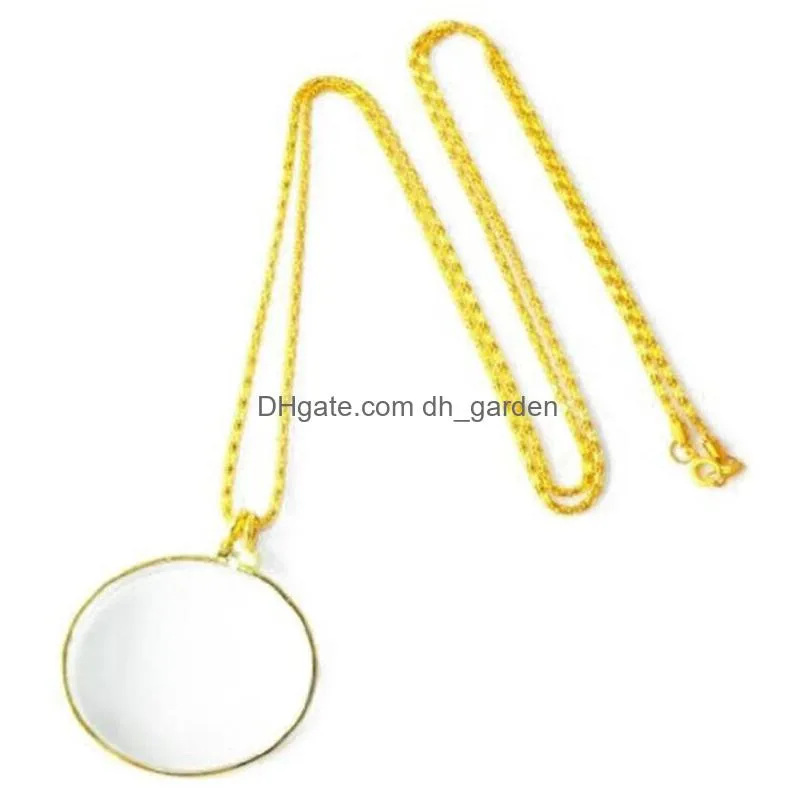 chains pendant jewelry necklace chain magnifying glass loupe 5x reading lens