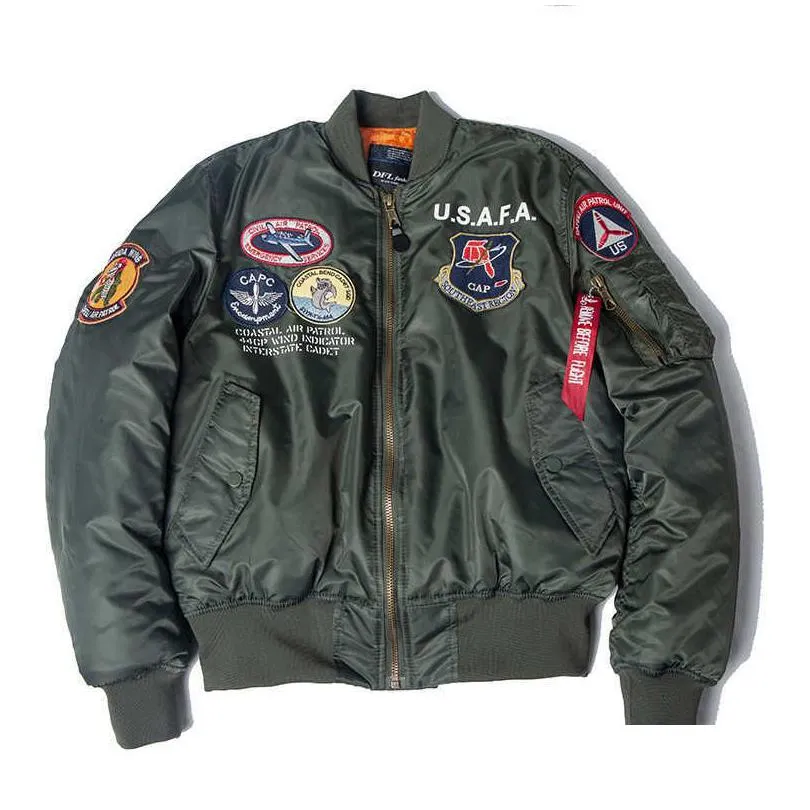 2020 a/w usafa vintage pilot bomber flight jacket us air force top gun men clothes brands winter army usn ma1 usmc embroidery x0710