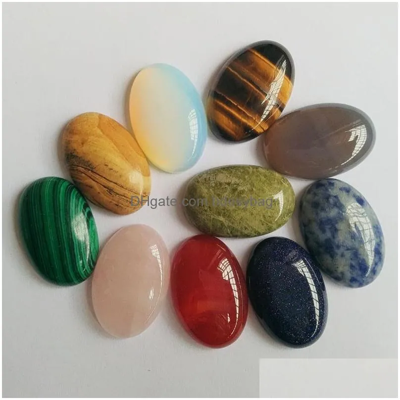 assorted natural stone oval flat base cab cabochon cystal loose beads for necklace earrings jewelry clothes accessories making wholesale