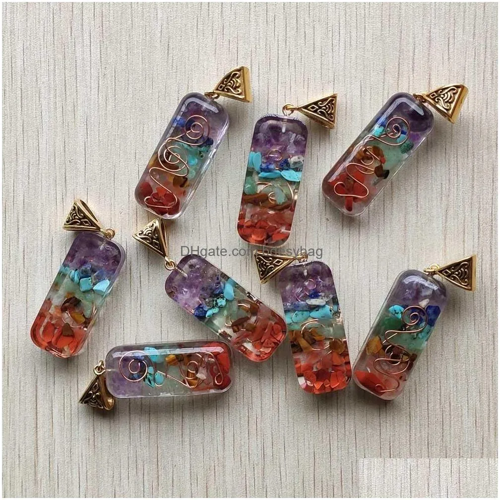 retro reiki chakra pendant natural amethysts lapis lazuli 7 colors stone pillar pendants charms wholesale