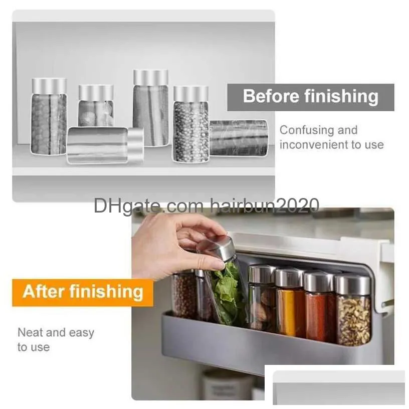 kitchen spice rack wallmounted spice organizer under desk drawer seasoning bottle storage holder selfadhesive kitcen supplies