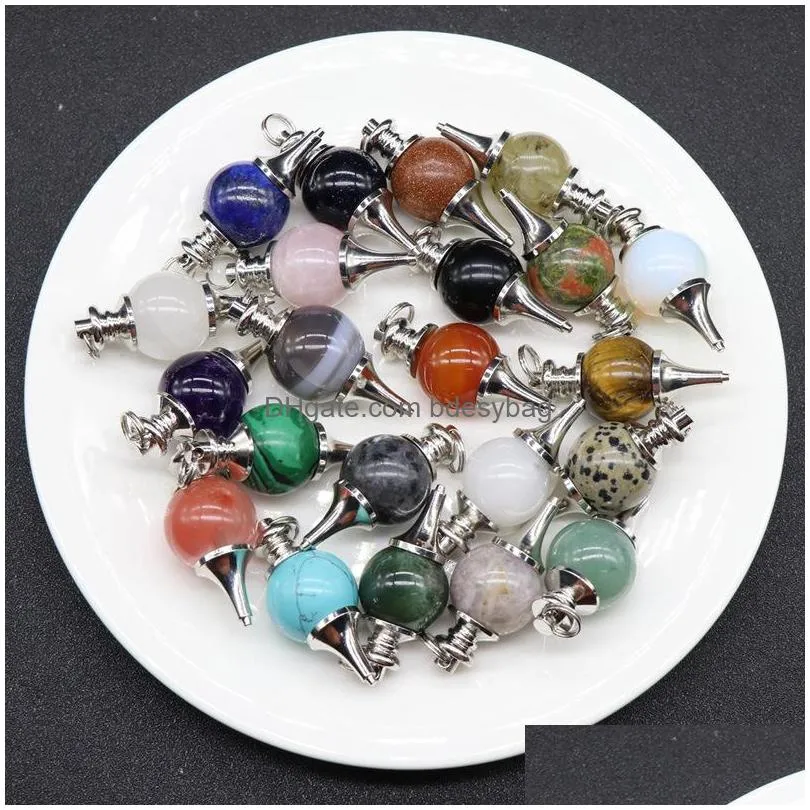 reiki healing assorted dowsing pendulum circular cone charms crystal pendants for necklace accessories jewelry making
