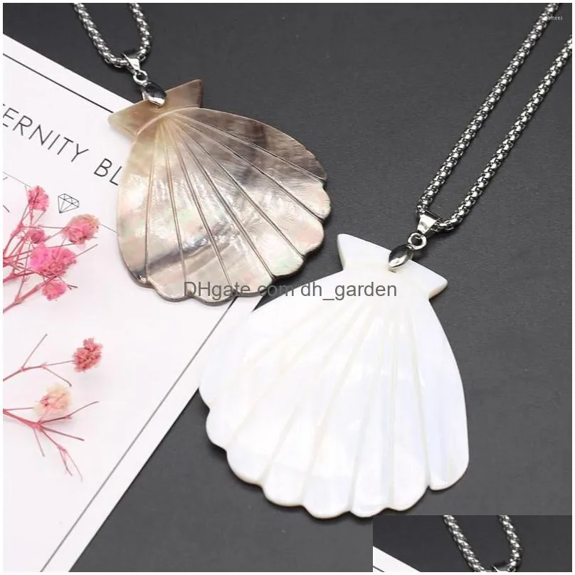pendant necklaces fashion natural freshwater shell fan shaped leather rope diy womens necklace accessories jewelry gift wholesale