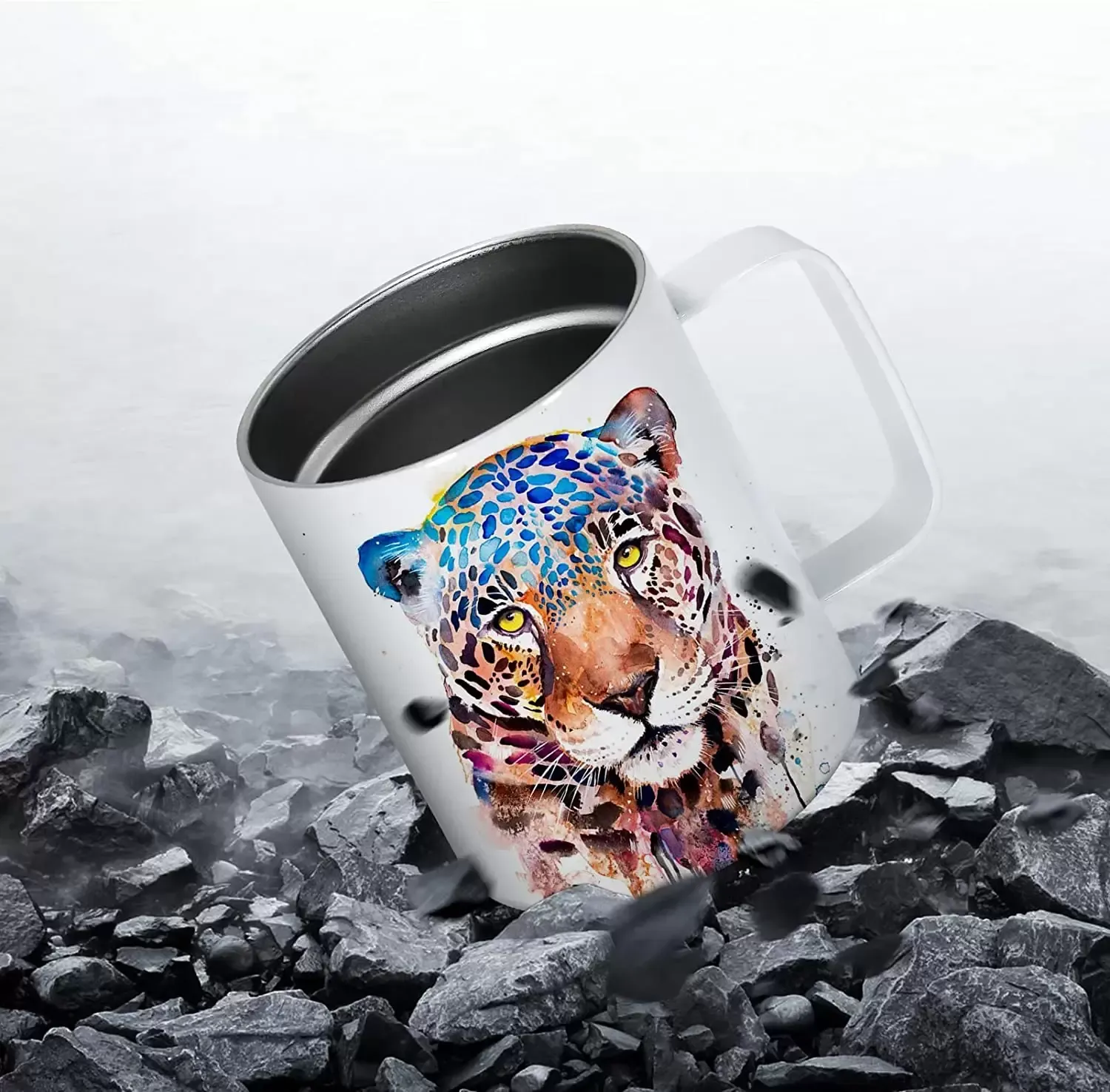 12 oz Sublimation Mugs Blanks Stainless Steel Tumblers with Handle and Sliding Lid Coating Fit for Cricut Mug Press Machine 0422