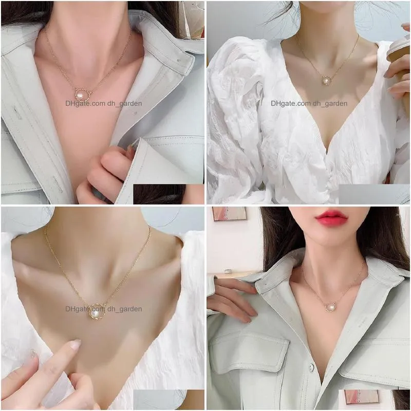 pendant necklaces niche design geometric pearl necklace cool wind sweet super fairy clavicle chain female