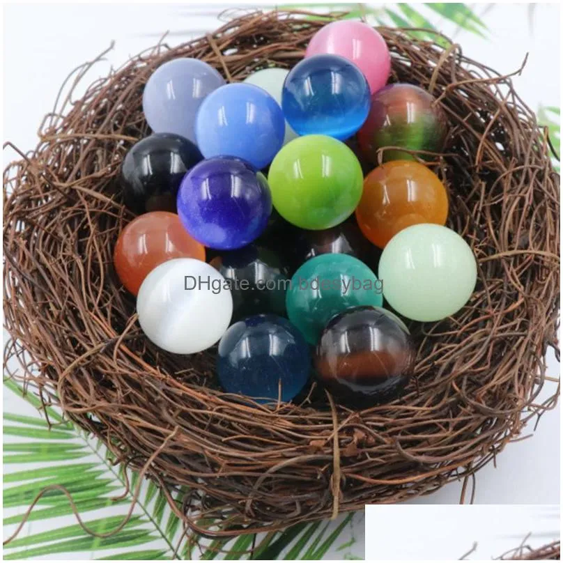 nonporousball 20mm cats eye opal stone bead natural healing crystal mascot massage accessory minerale gemstone reiki home decoration