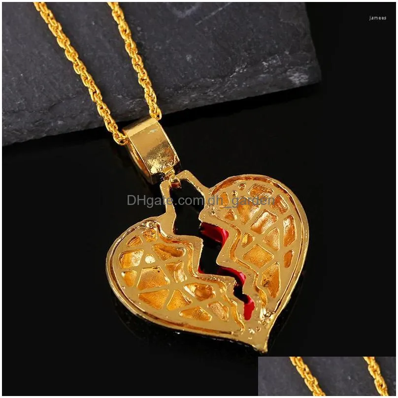 pendant necklaces punk gothic style hip hop necklace heartbreak inlaid high quality shiny zircon chain jewelry for men and women