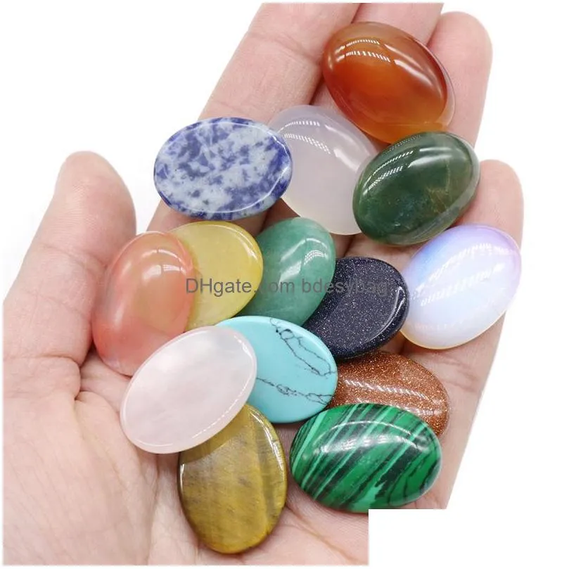 18x25mm flat back assorted loose stone oval cab cabochons beads for jewelry making healing crystal wholesale