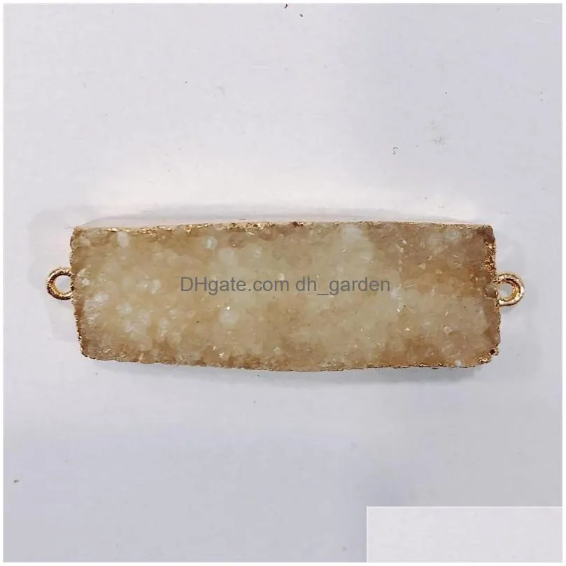 pendant necklaces natural geometric rectangle crystal geode connector agates druzy pendants gem stone necklace jewelry 15 45mm