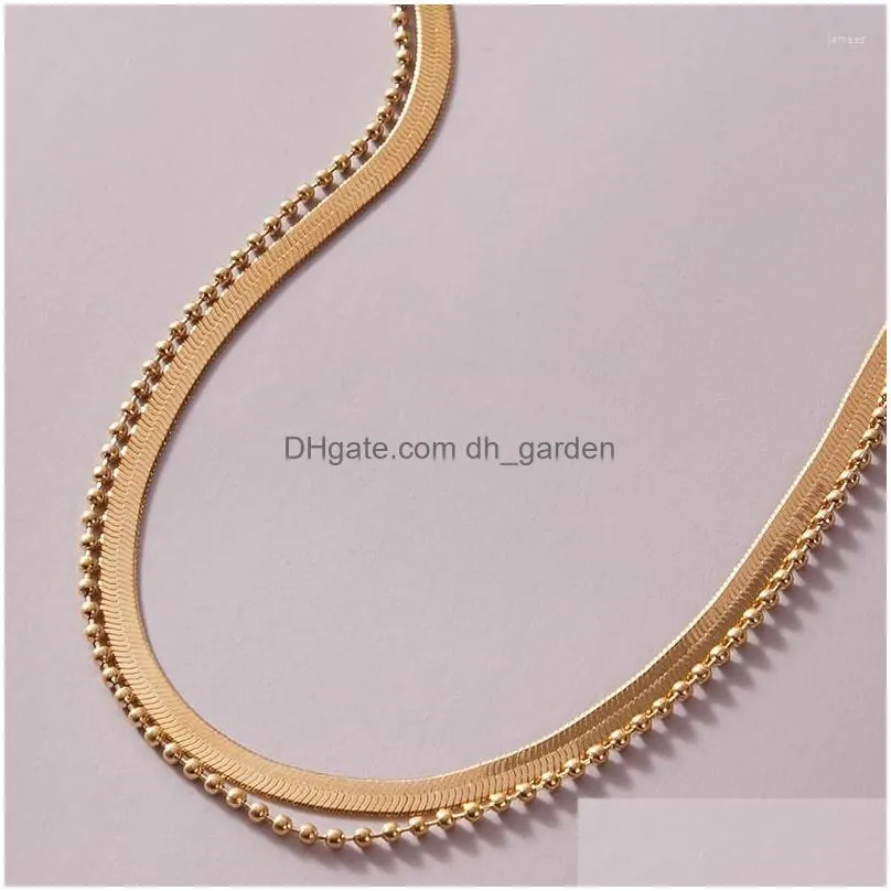 chains punk gold color choker necklace for women charms bead alloy metal clavicle chain party jewelry accessories collar 13329