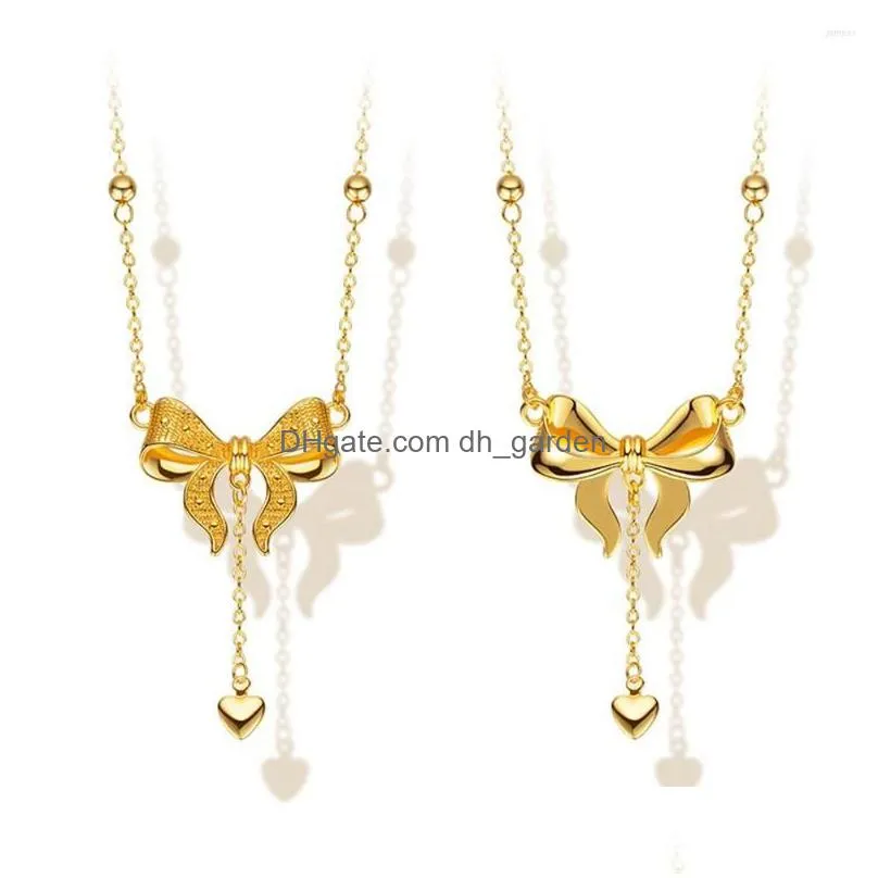 pendant necklaces cute wind butterfly women girls chain real 18k gold color love collarbone niche fairy pretty girlfriend gift