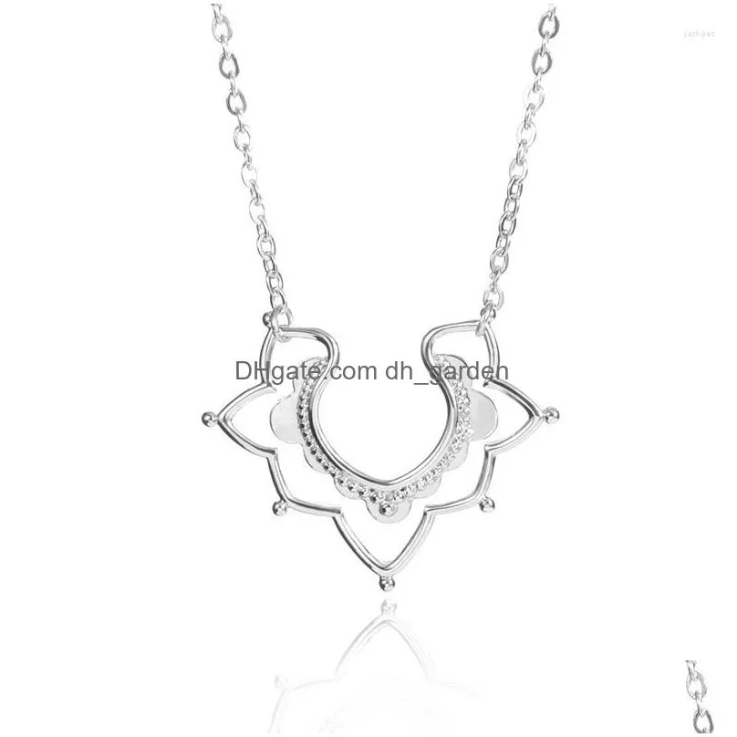 pendant necklaces dainty bohemian floral necklace for women stainless steel flower chain hollows bloom collares mujer jewelry gift