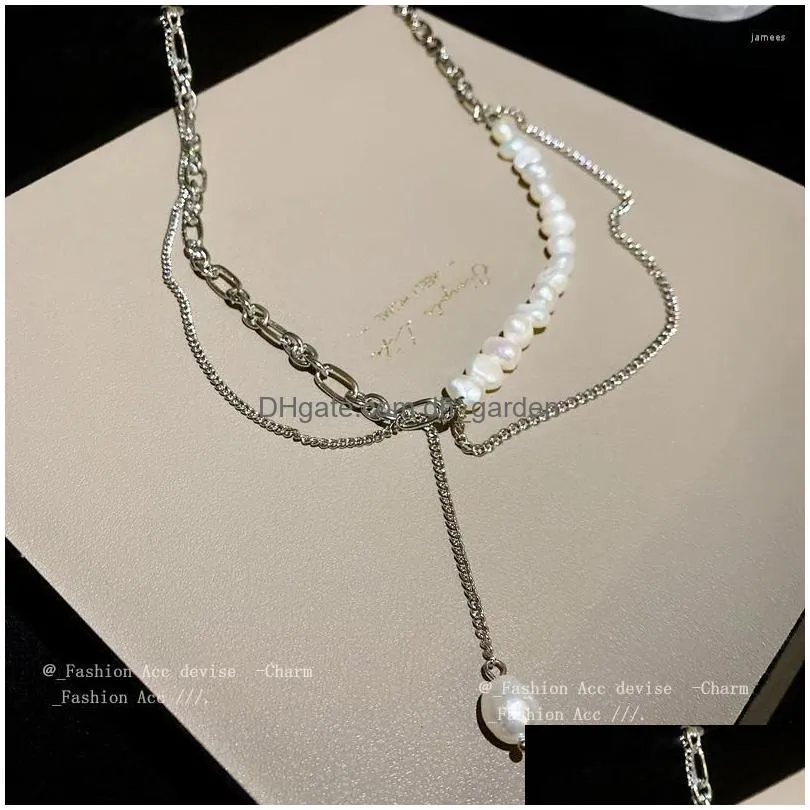 pendant necklaces trendy irregular natural pearl jewellery classic hip hop style splicing neck chain tassels necklace for women charm