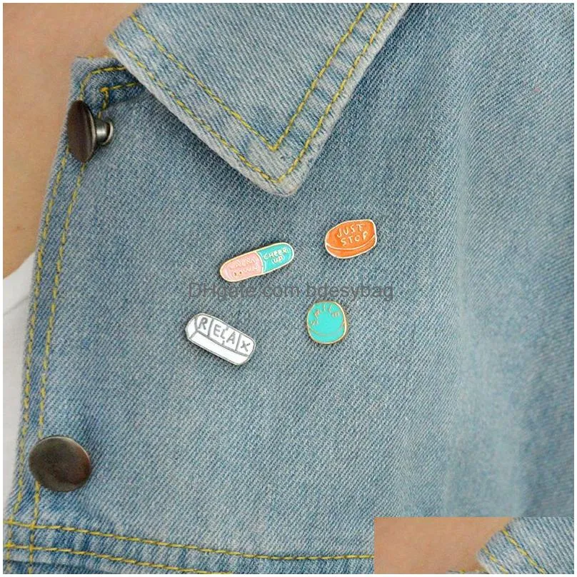just stop enamel lapel pins jewelry cartoon student backpack  accessory button broach girl pin badge