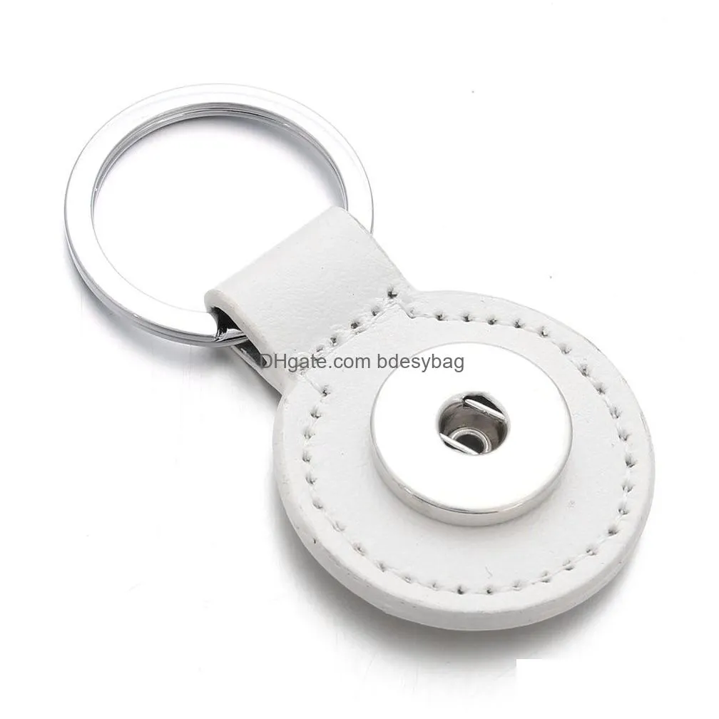 noosa pu leather 18mm snap button key rings keychain fit diy ginger snaps keyrings jewelry