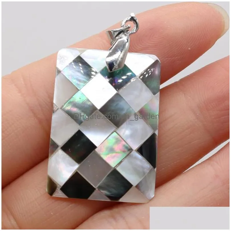 pendant necklaces natural seashell pendants rectangle sandy beach shell charms for prevalent jewelry making necklace earrings