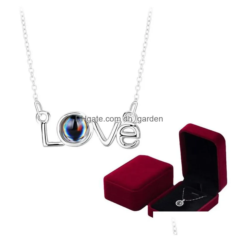 pendant necklaces love projection necklace with wool gift box 100 languages i you for women gifts 2023 in trendy romantic jewelry