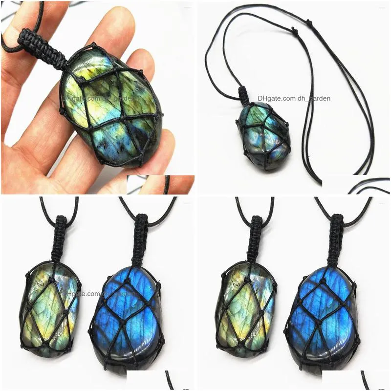 pendant necklaces boeycjr natural labradorite stone necklace chain handmade jewelry ethnic vintage for men or women