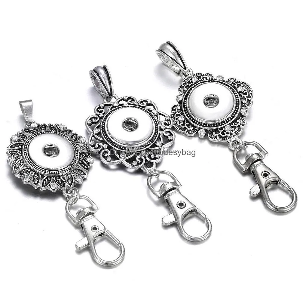 noosa snap button jewelry key rings keychains rhinestone love heart 18mm key chains diy holders lanyard