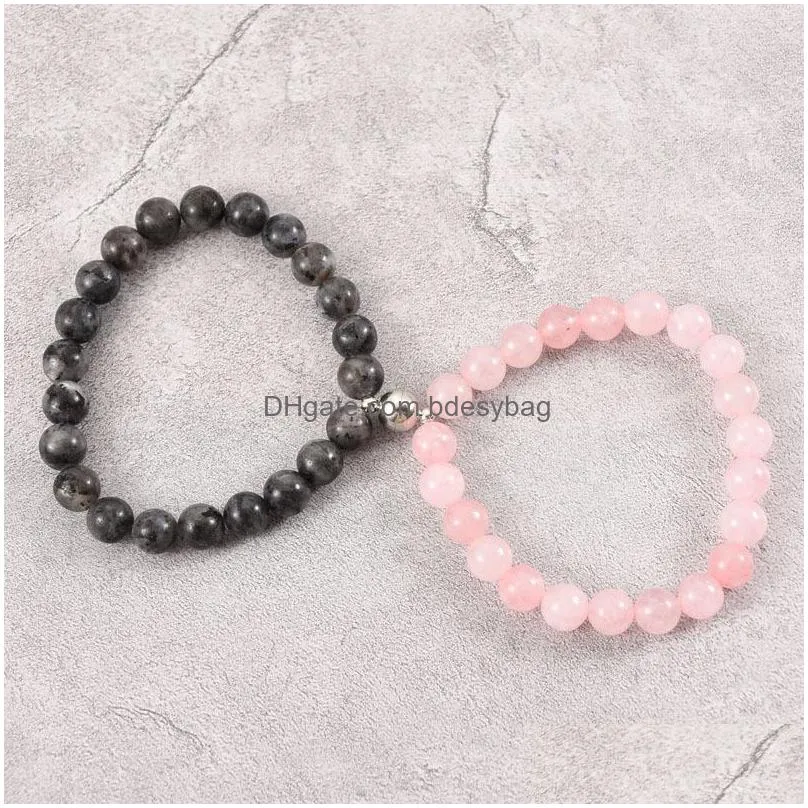 lover chic magnet friendship bracelets for couples 8mm pink white black stone stretchy rope beaded bracelet statement jewelry gifts