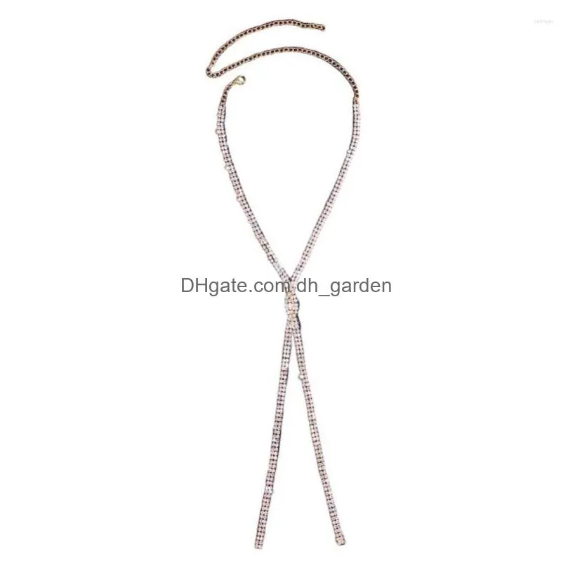 chains y long crystal double layers harness necklaces chain women necklace body jewelry rhinestone tassel