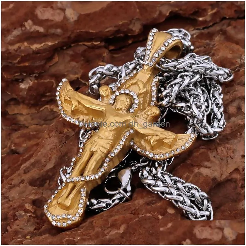 pendant necklaces premium religious belief jesus retro  necklace nordic mens gold cross amulet fashion punk jewelry accessories