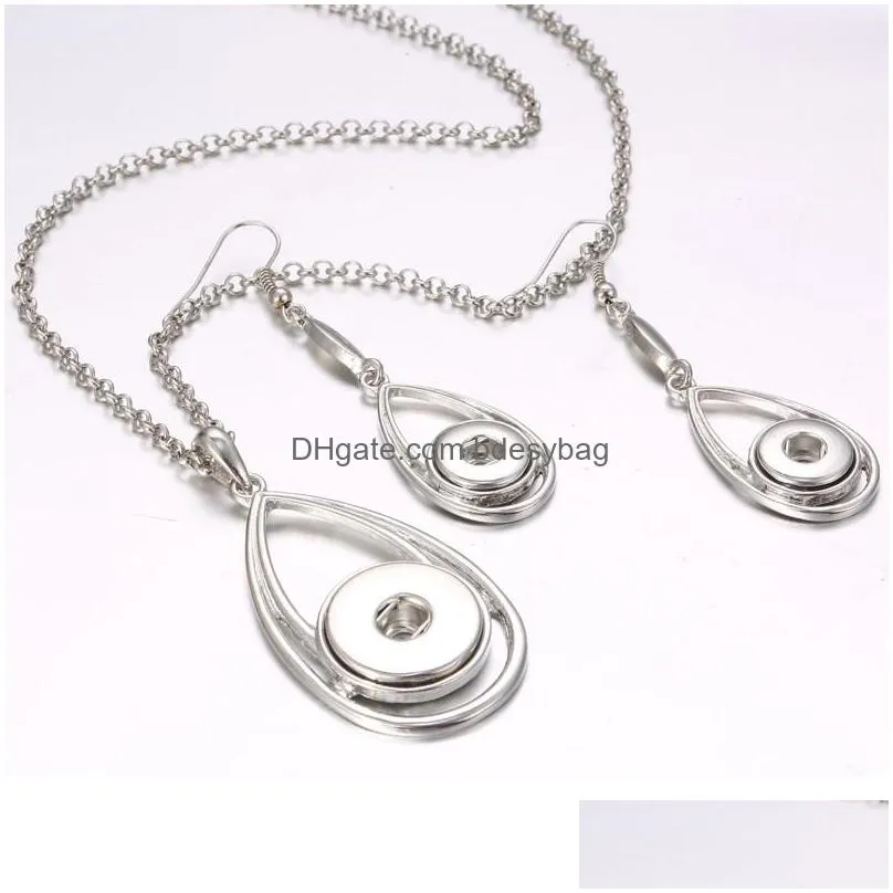 noosa crystal snap button jewelry set waterdrop 18mm snap button necklace 12mm snap earrings for women bohemia gift