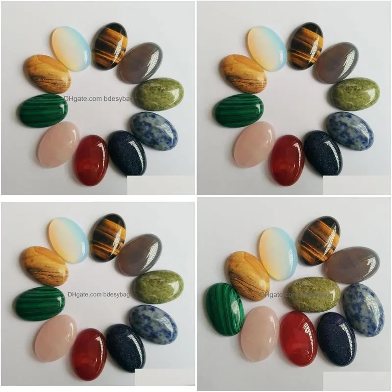 assorted natural stone oval flat base cab cabochon cystal loose beads for necklace earrings jewelry clothes accessories making wholesale