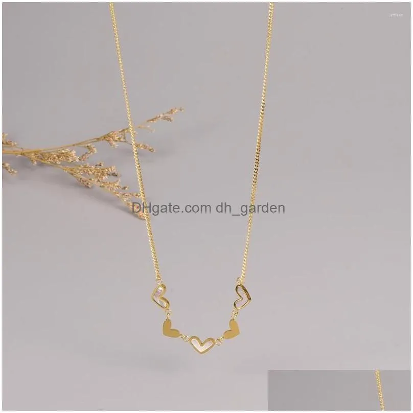 chains love hearts necklace for women girls gold color titanium steel charm thick clavicle chain jewelry gift gn804