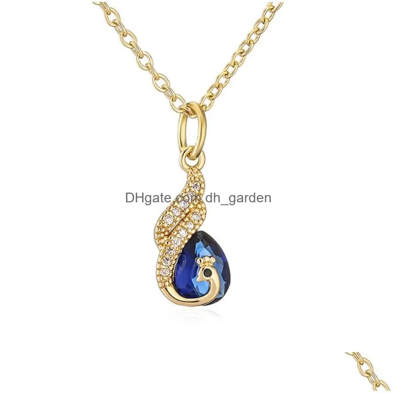 pendant necklaces mafisar trendy minimalist high quality mini peacock necklace gold plated zircon delicate womens party jewelry