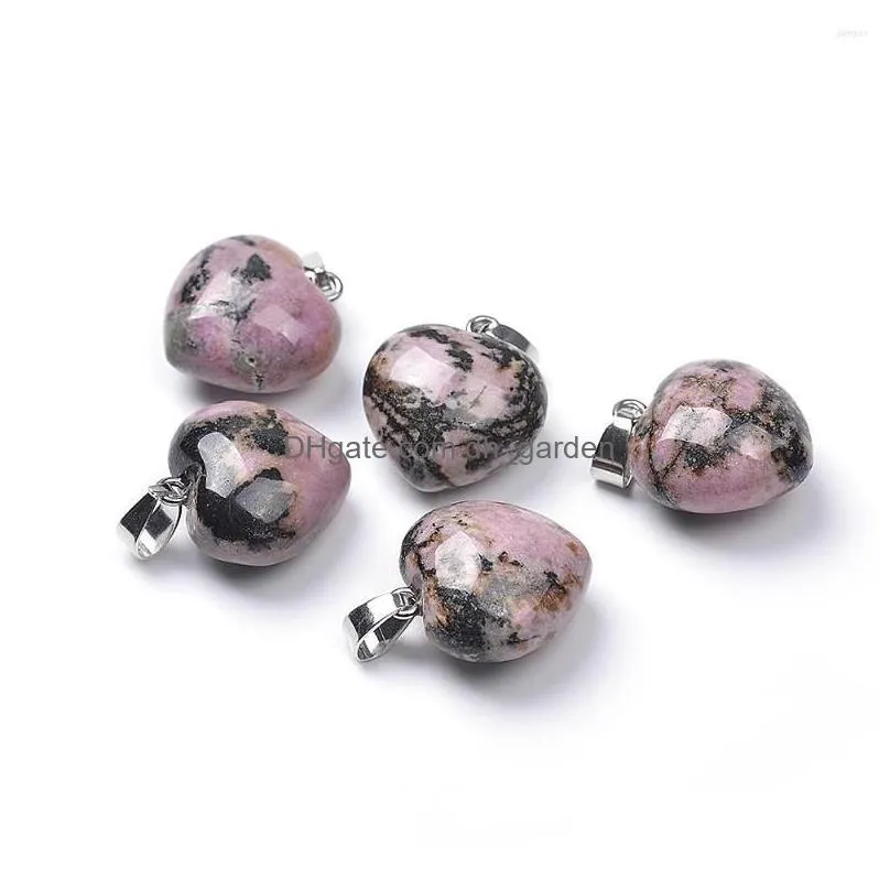 pendant necklaces 5pcs/lot heart shape labradorite howlite rose quartz picture jasper women stone