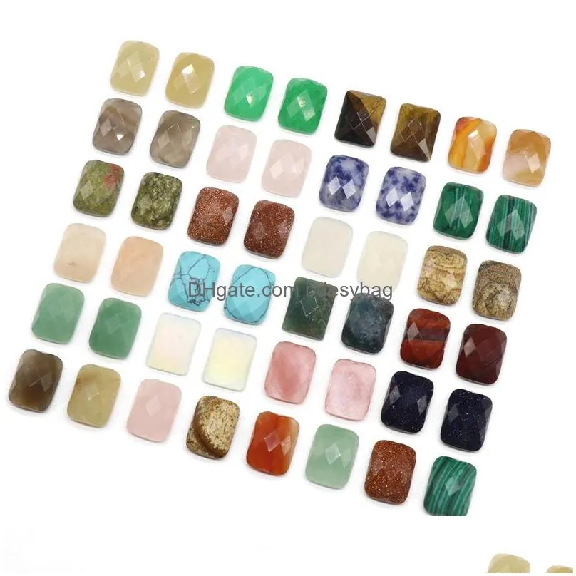 12x16mm flat back assorted faceted rectangle loose stone cab cabochons beads for jewelry making wholesale